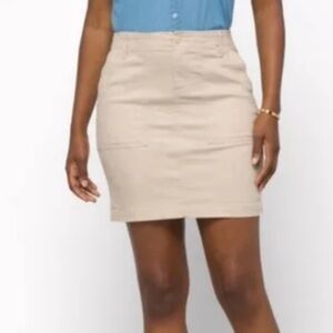 NWT Liverpool Los Angeles Denim Skirt Chalk Beige Size 16 Pockets Stretch